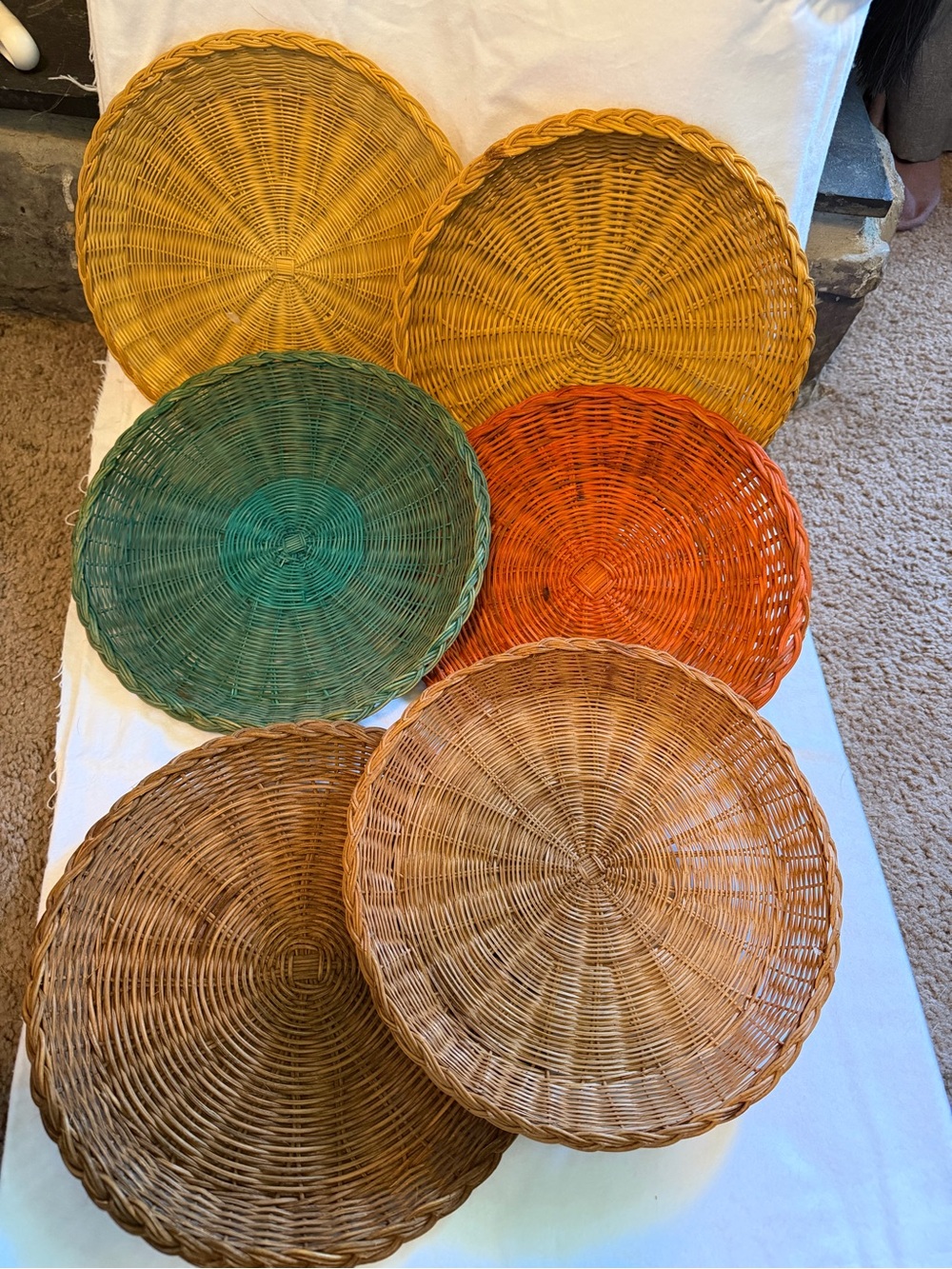 Handwoven Multicolor Wicker Paper Plate Holder Set -